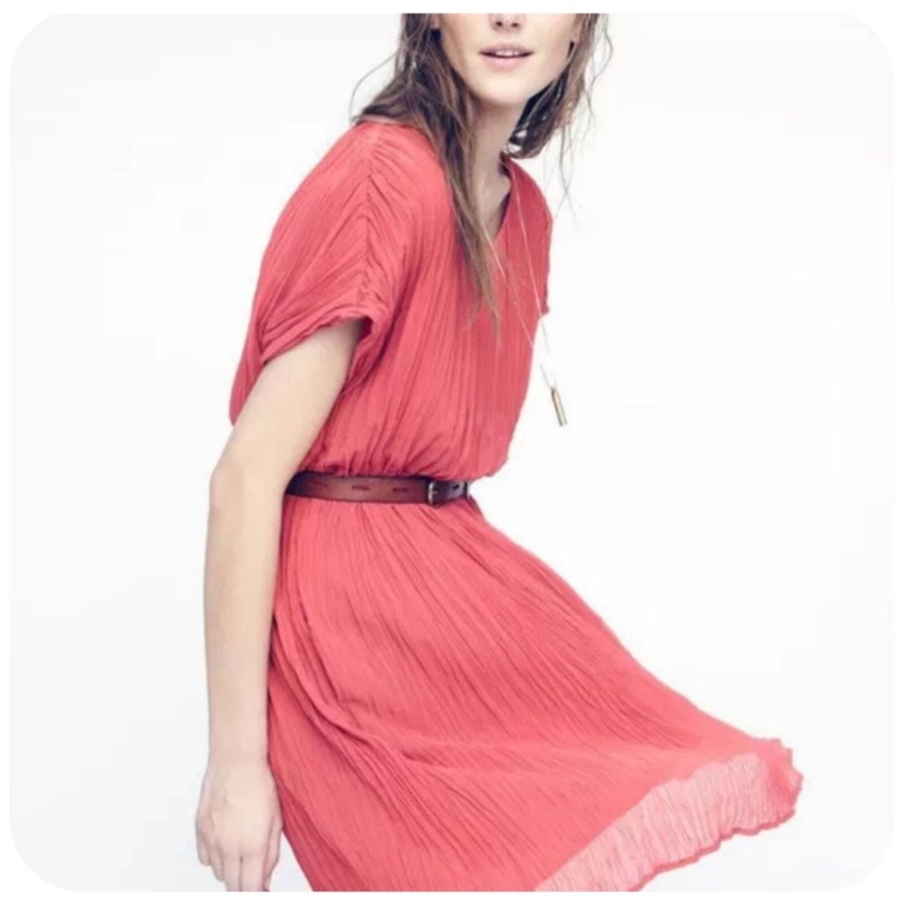 Madewell Artemis Brick Dust Pleated Mini Dress Women’s Size Small